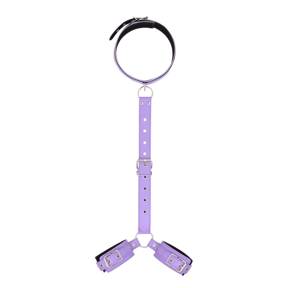 Adult Couple Leather Handcuffs and Collar Set - BDSM Fetish Toys
