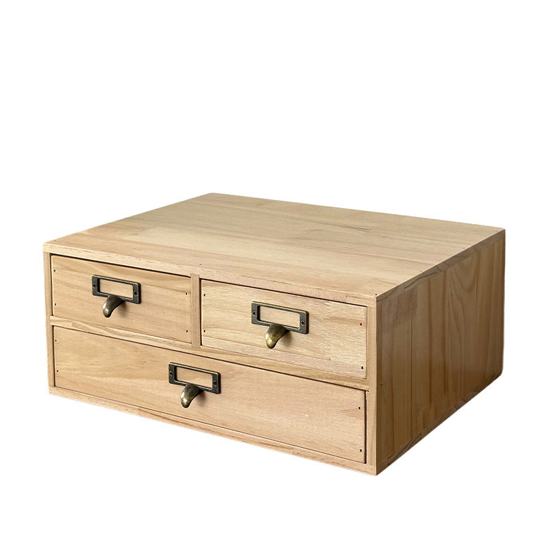 Wooden Desktop Storage Rack for Sundries and Stationery - 2 Layers, Japanese Style