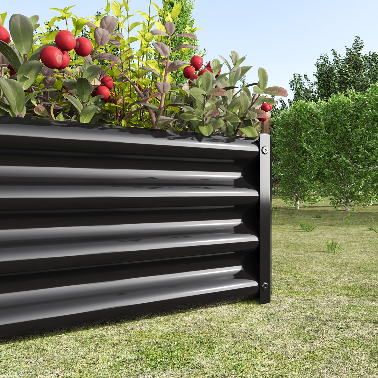 Metal Raised Garden Bed - 4'x2'x1' Rectangle Planter for Flowers, Vegetables, Herbs - Black