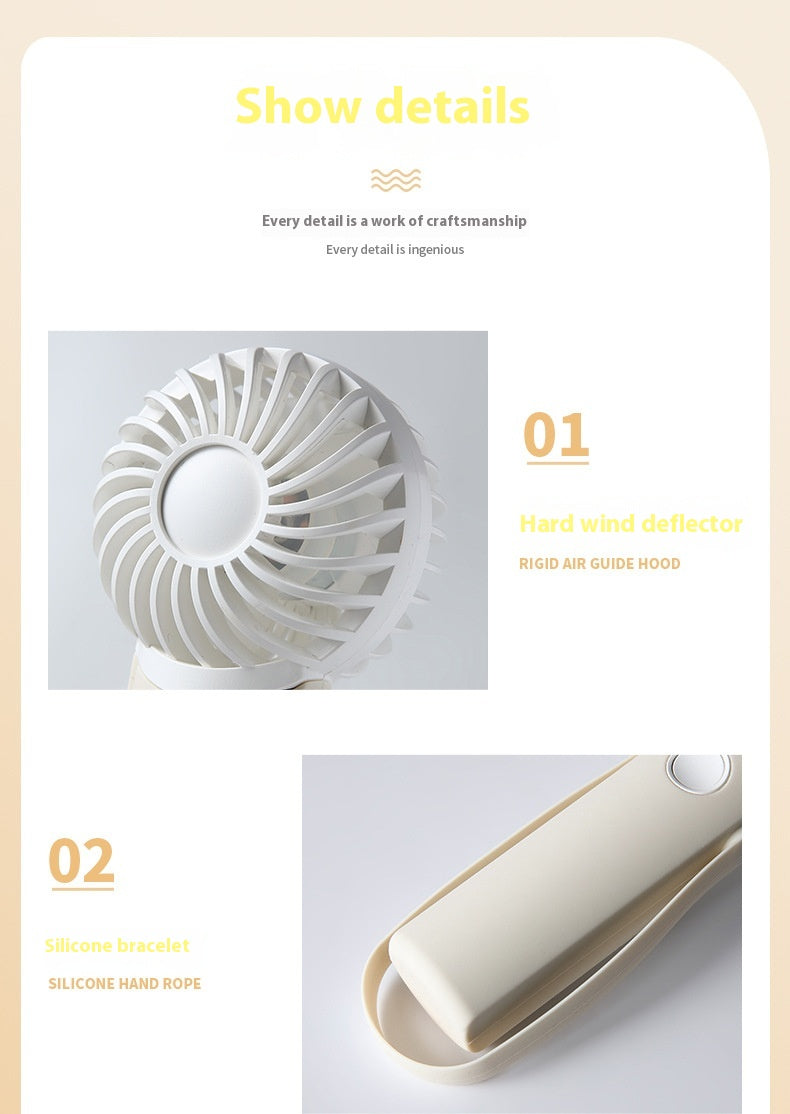 Portable Handheld Fan with Silicone Handle, USB Powered, Quiet Operation