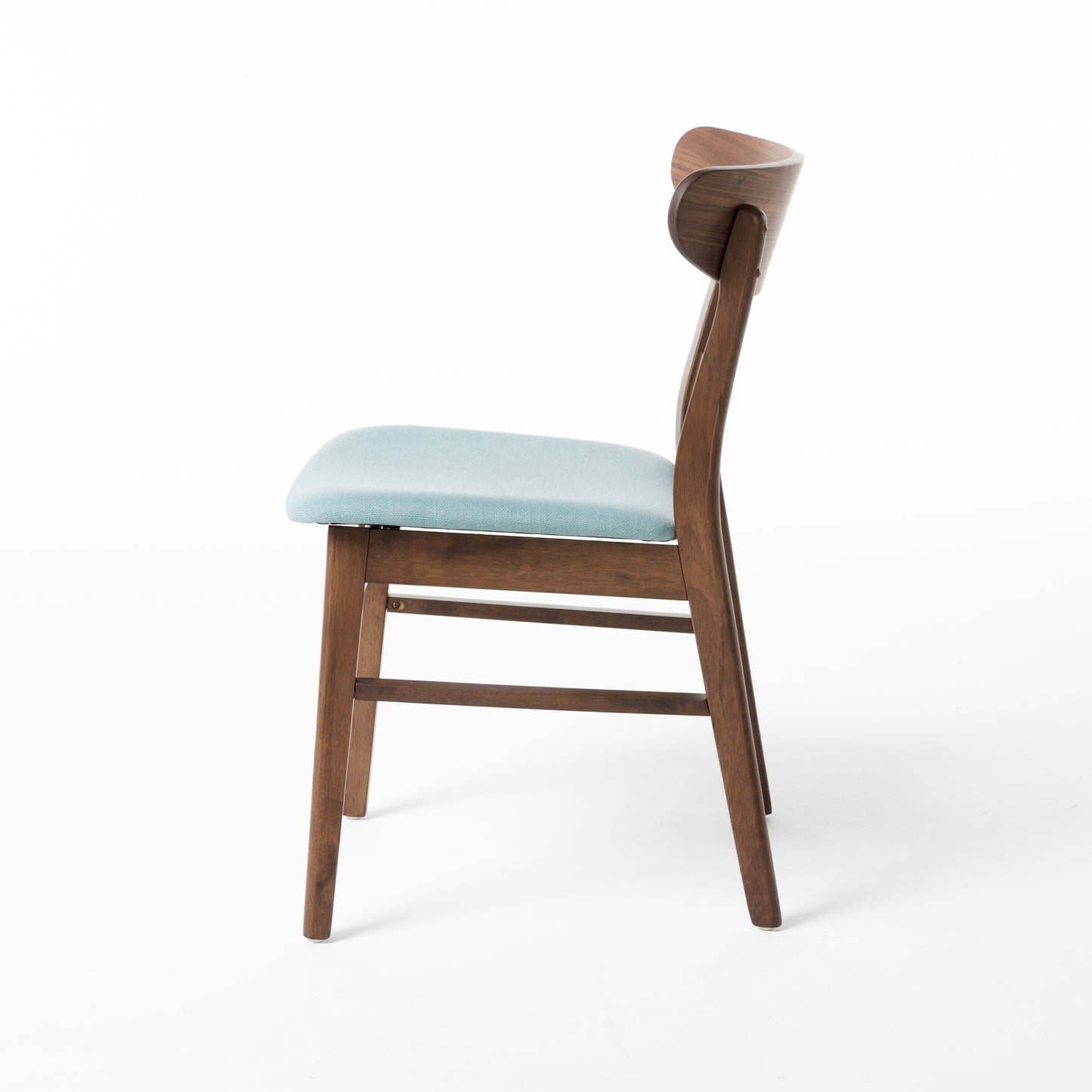 Set of 2 Mid-Century Dining Chairs - Upholstered Seat, Rubberwood Legs