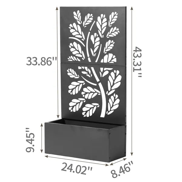 Metal Garden Bed with Trellis - 43 Inch Planter Box for Climbing Plants