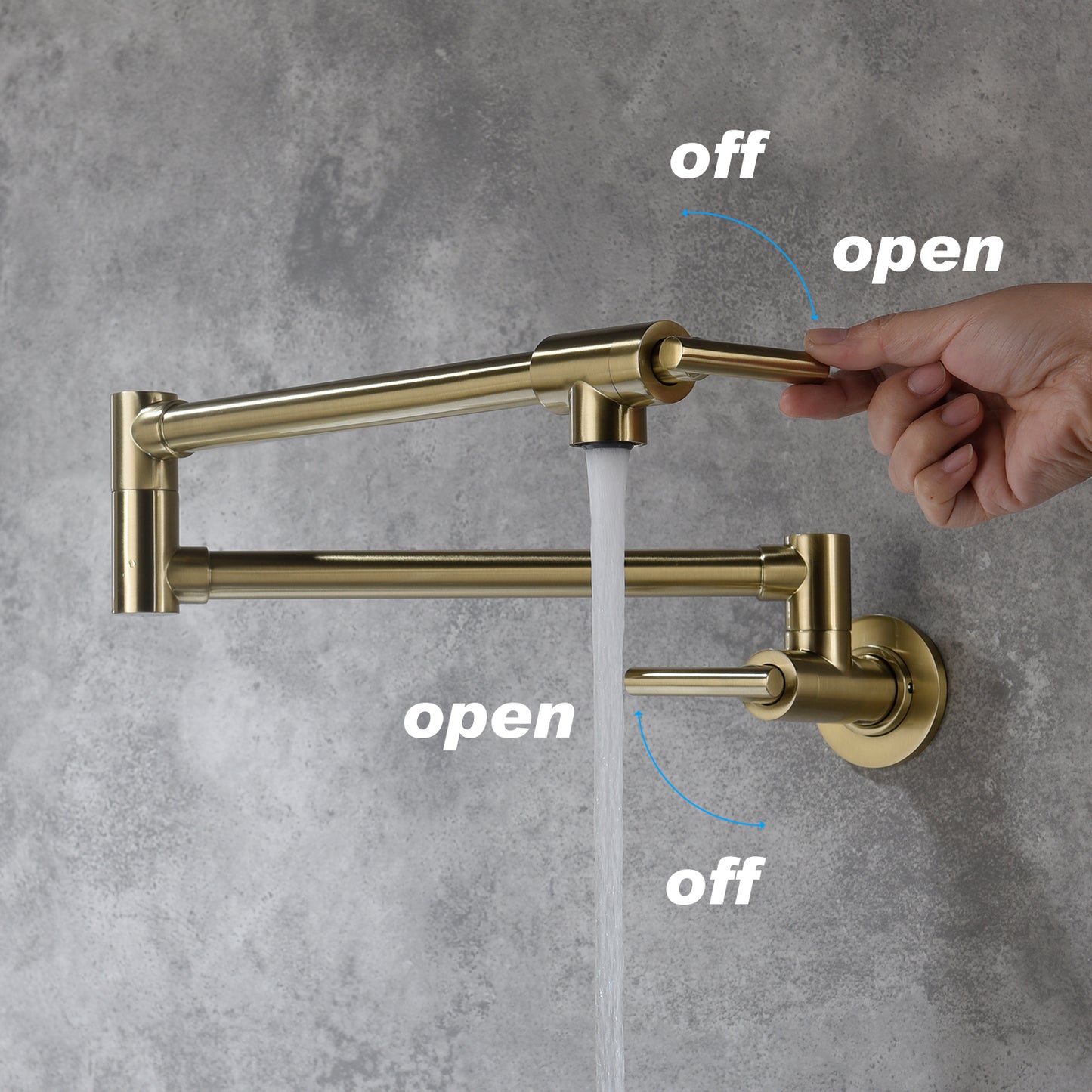 Wall-Mount Folding Faucet - Brushed Gold Brass Pot Filler