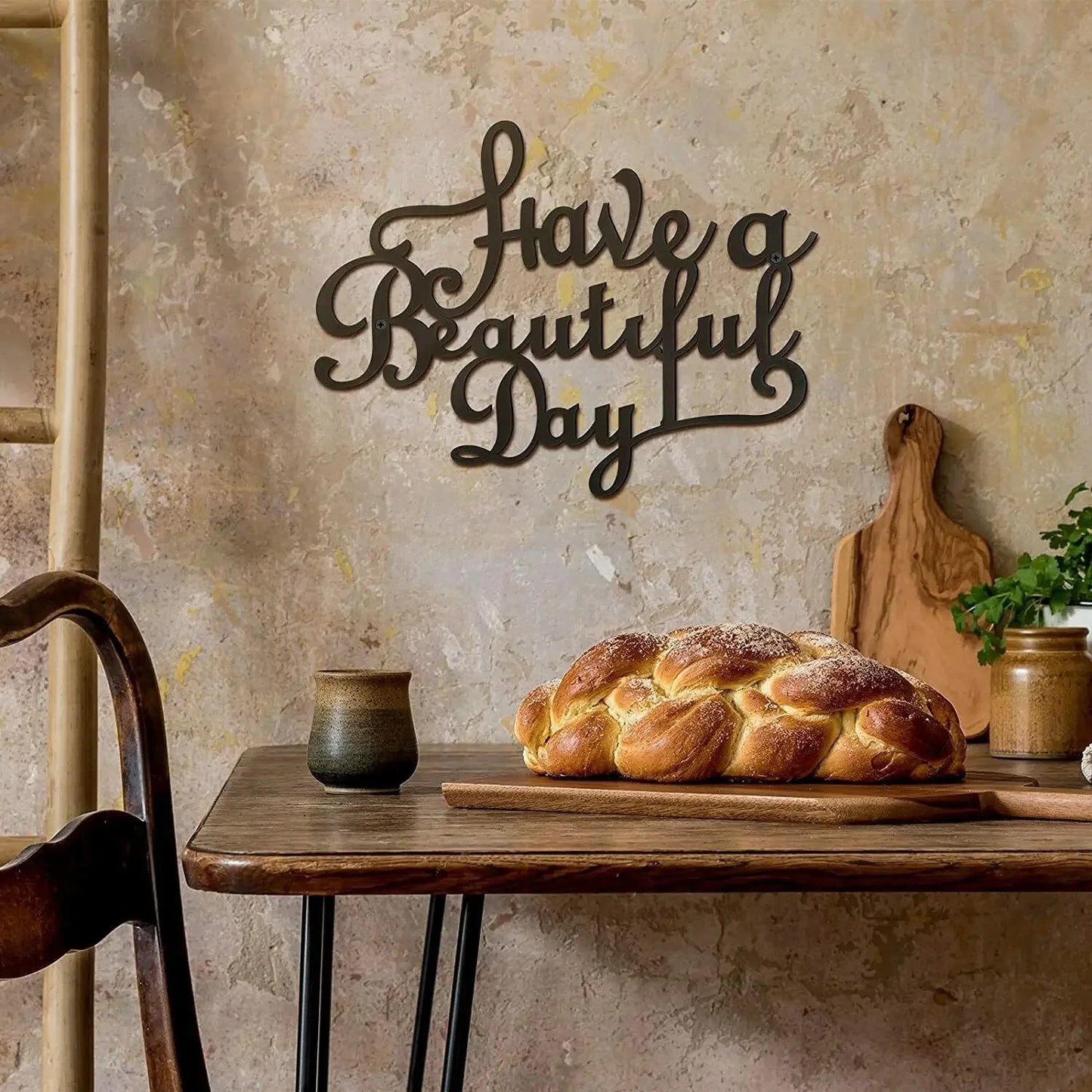Have A Wonderful Day Wall Art Decor - Iron Hanging Metal Sign, 15.75x12 Inches