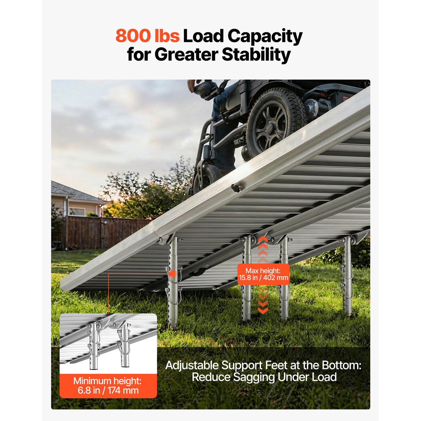 10FT Non-Slip Aluminum Folding Wheelchair Ramp - Heavy Duty Handicap Entry