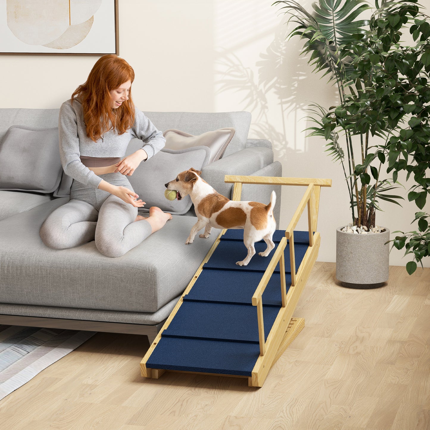 Adjustable Foldable Dog Ramp with Non-Slip Mat for Small to Large Dogs