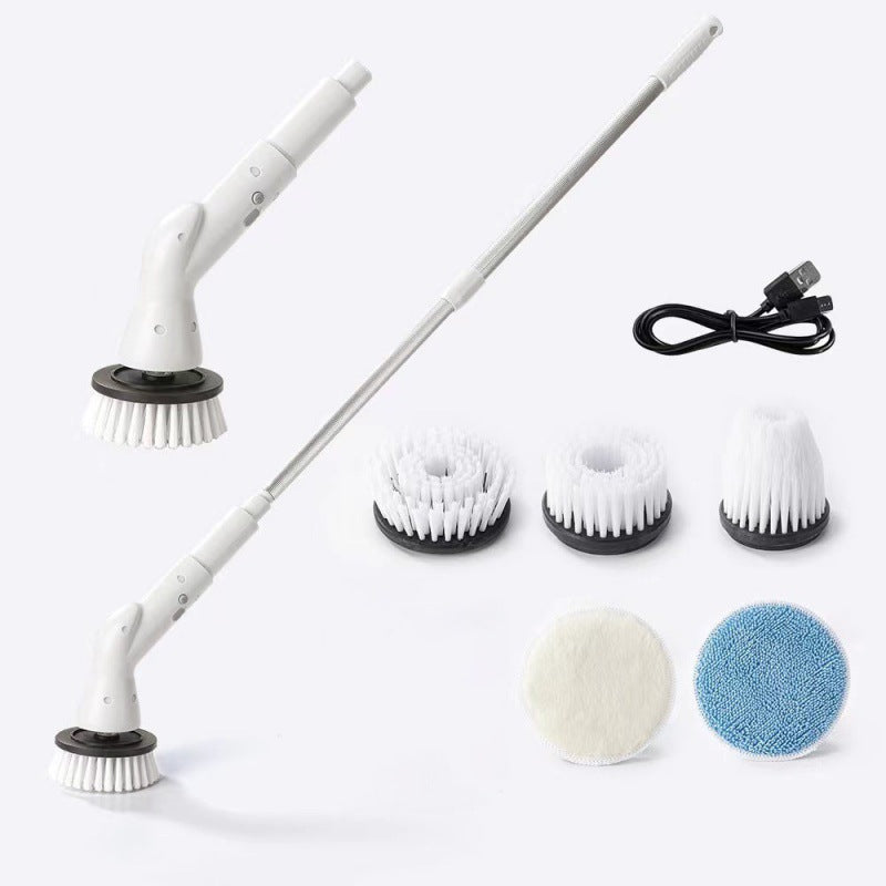 Wireless Electric Cleaning Brush with Long Handle & Multiple Brush Heads