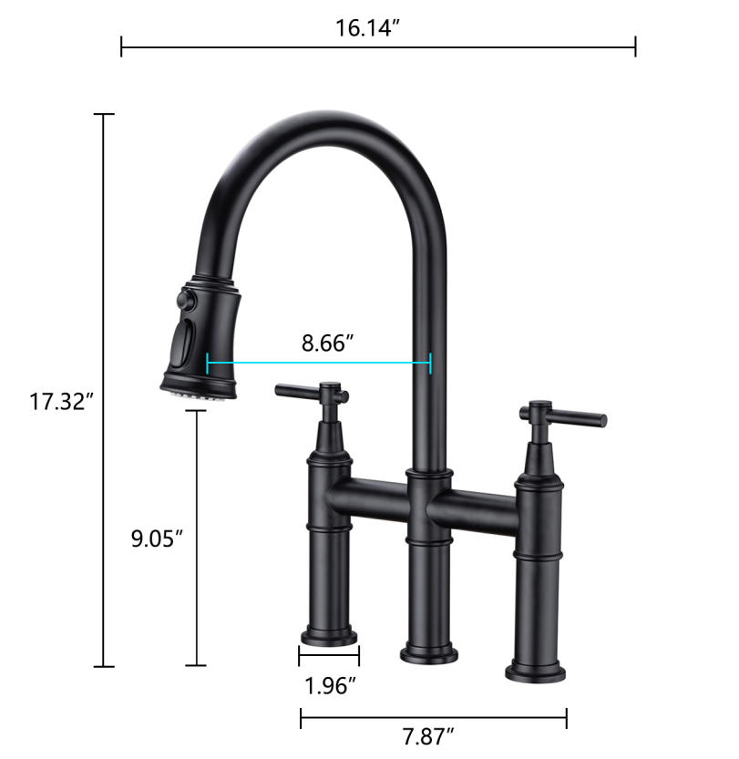 Pull Down Kitchen Faucet with Dual Handle - Matte Black