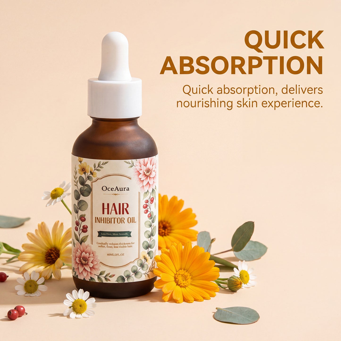 Hair Inhibitor Oil - 60ml Natural Hair Growth & Hair Removal Treatment
