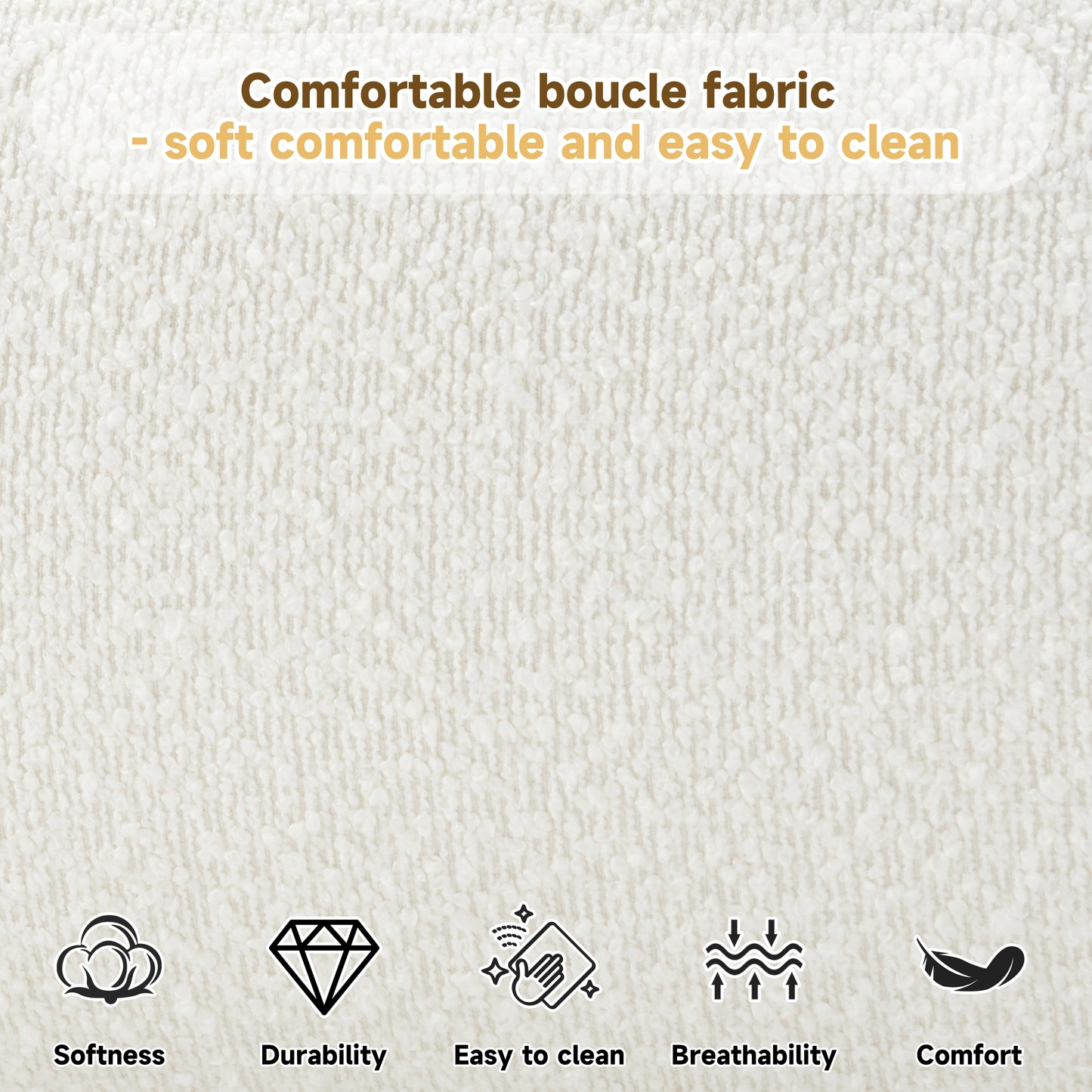 King Cream Fabric Upholstered Bed - Modern Double Bed