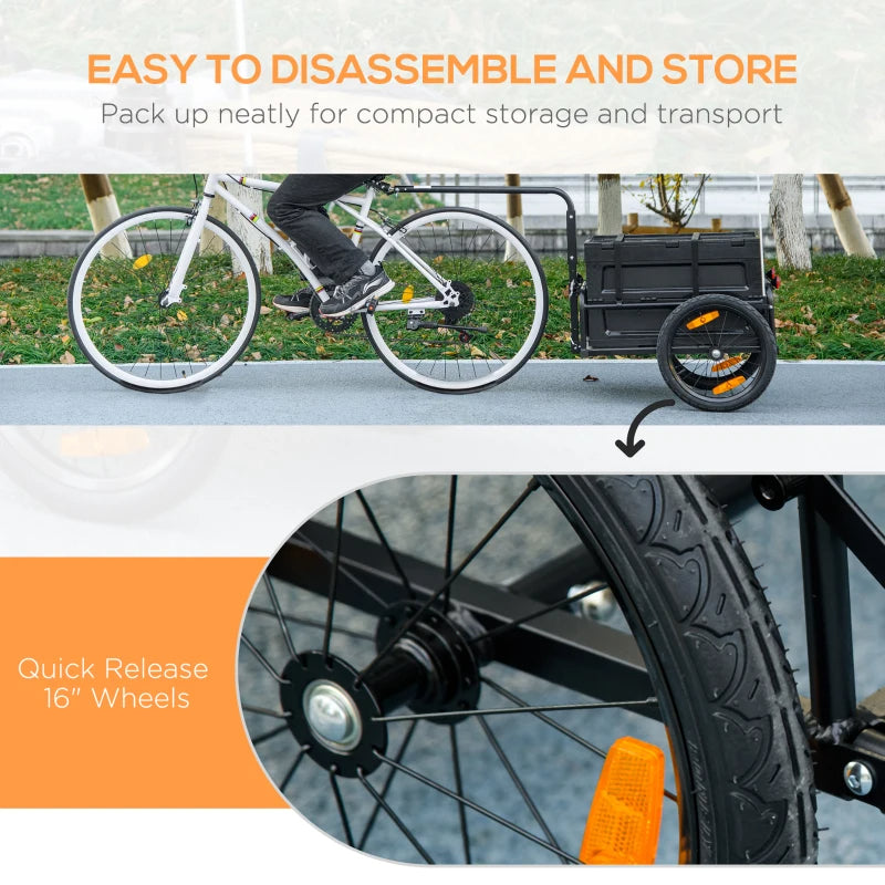 Bike Cargo Trailer with Removable Storage Box - Black Bicycle Trailer