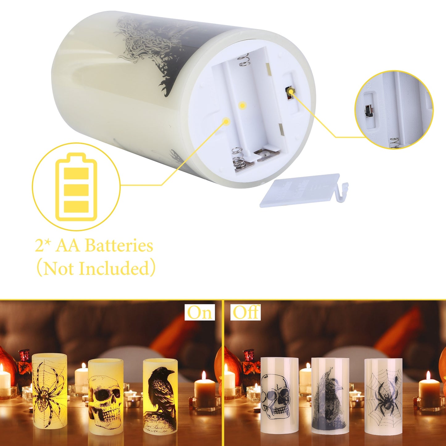 Halloween Flameless Candle Set with Timer - 3 Pack