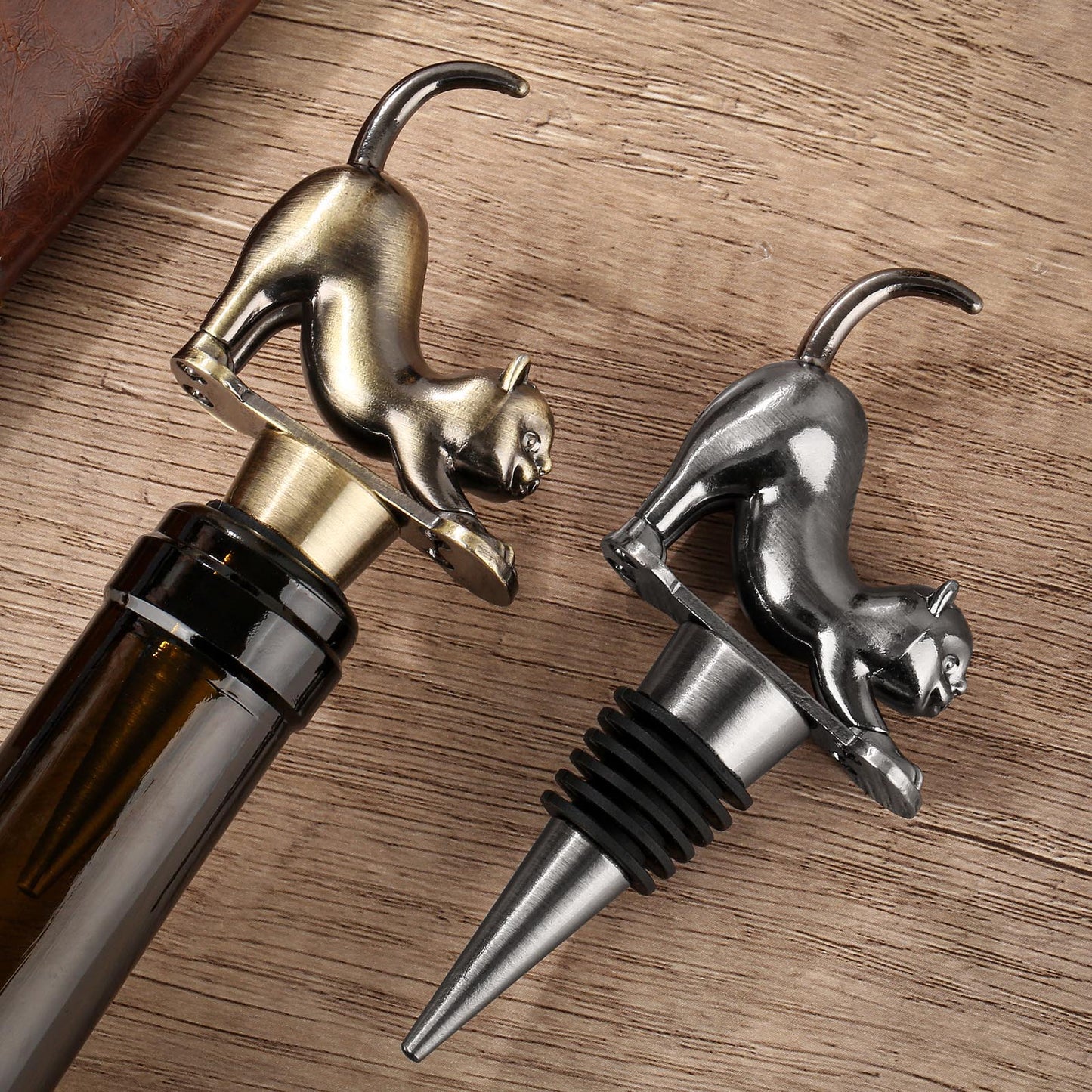 Elegant Cat-Shaped Wine Stopper Set - Gift Boxed High-End Accessories