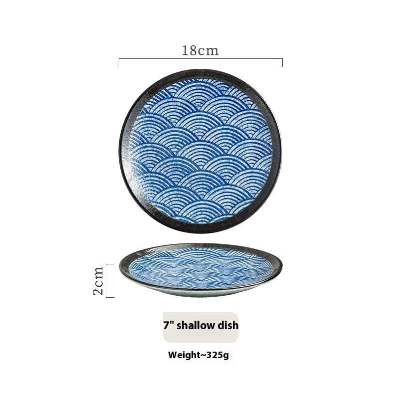 Ceramic Flat Dish Plate Set - 7 & 9 Inch Round Tableware in Multiple Colors
