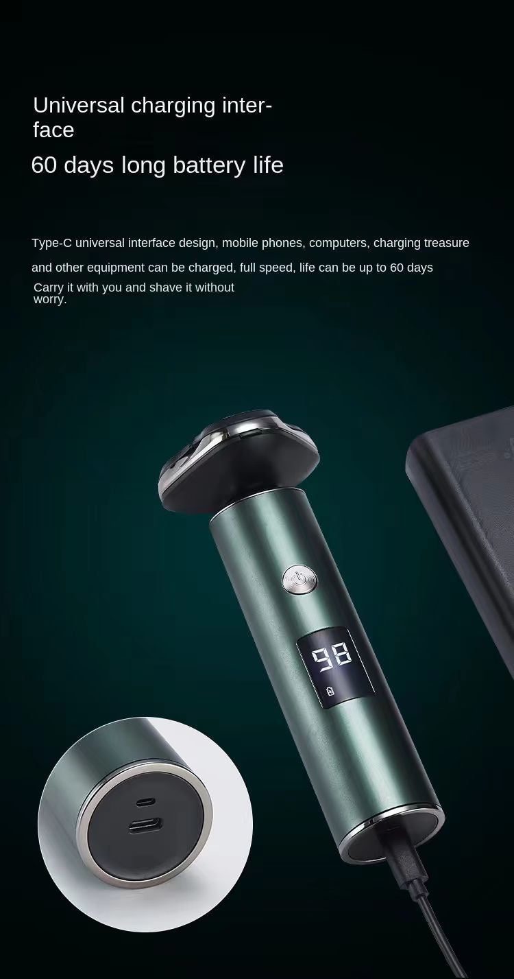 Portable Triple-Head Electric Shaver - Waterproof Wet & Dry Men's Razor