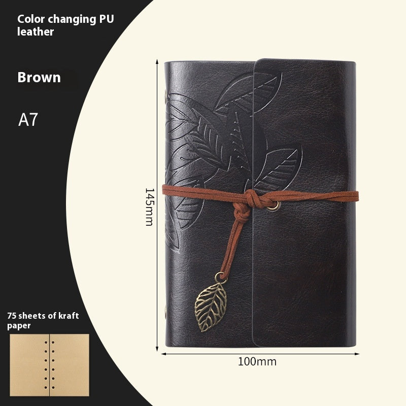 Vintage Travel Notebook - Loose Leaf Diary with Imitation Leather Cover