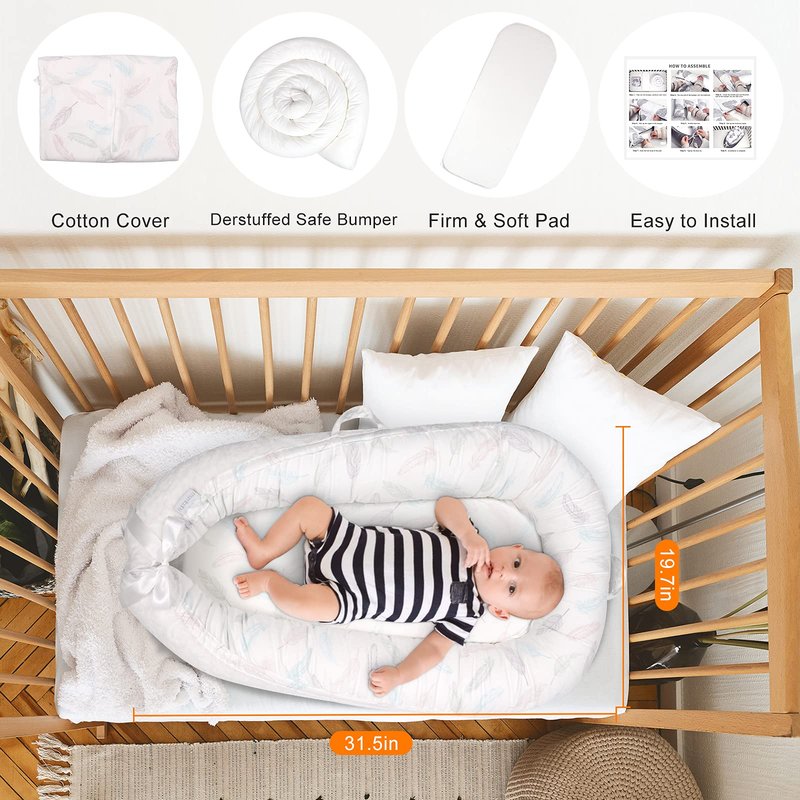 Removable Washable Portable Crib Middle Bed for Baby