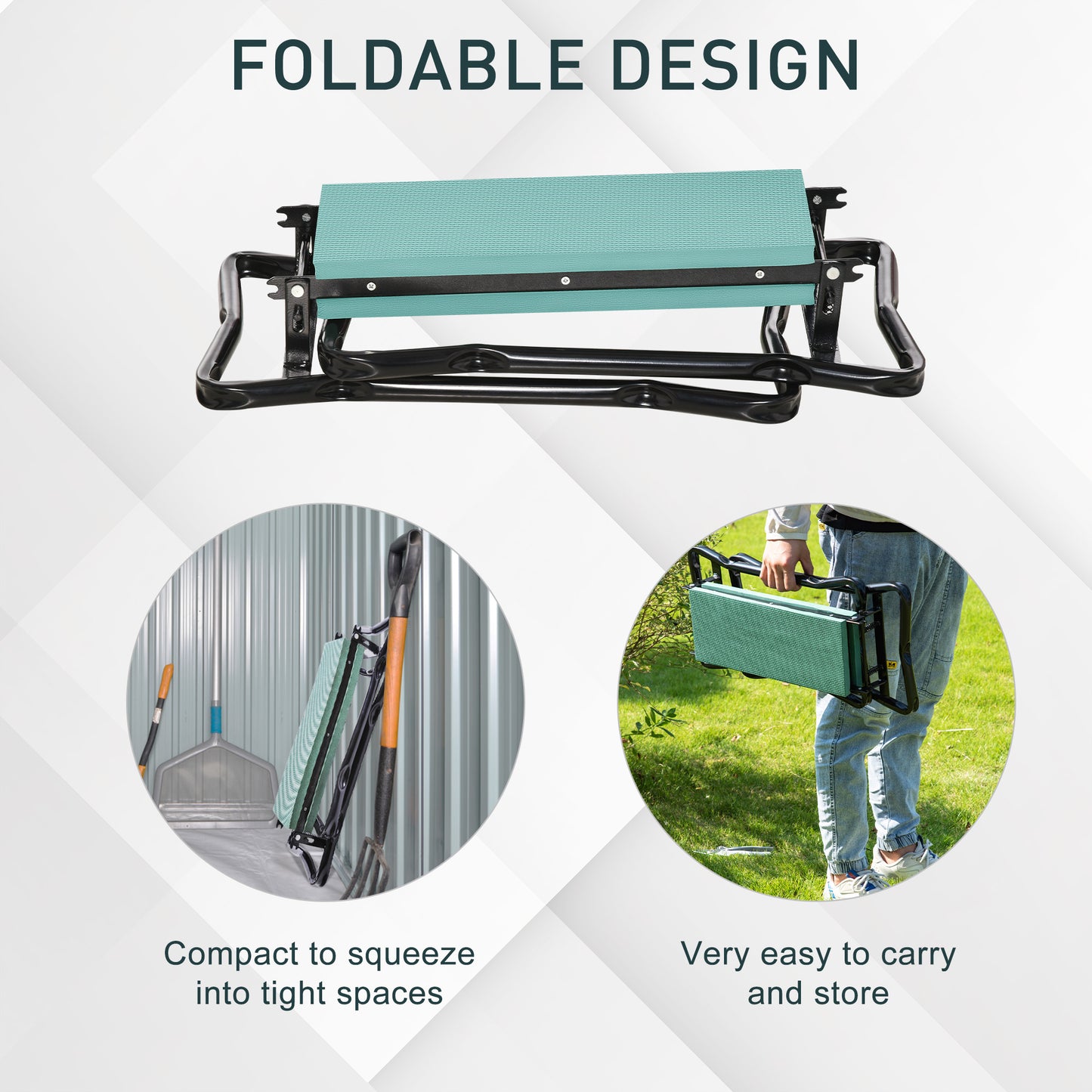 Garden Kneeler and Seat Bench - Foldable Padded Garden Stool in Green