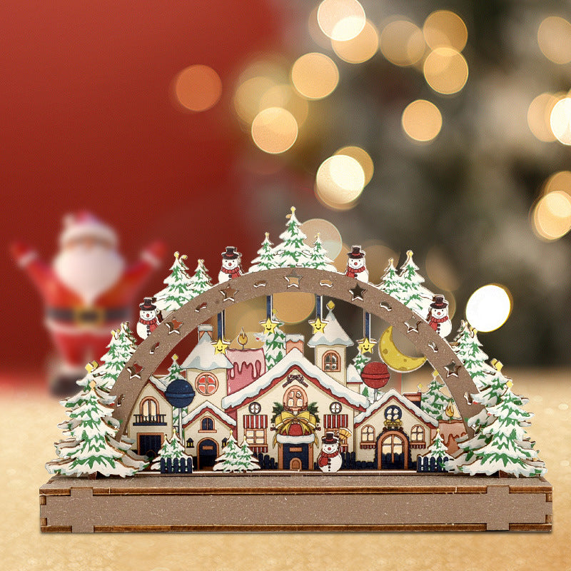 Christmas Village Wooden Display Decoration for Window or Storefront