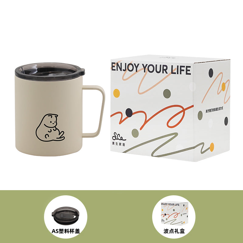 Insulated Mug with Lid - Cute Girl's Coffee Cup, Cold Water Travel Tumbler