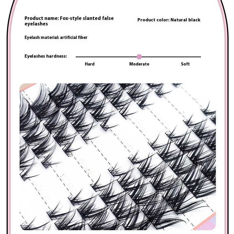 False Eyelashes 10 Rows Oblique Flying Cluster Natural Look
