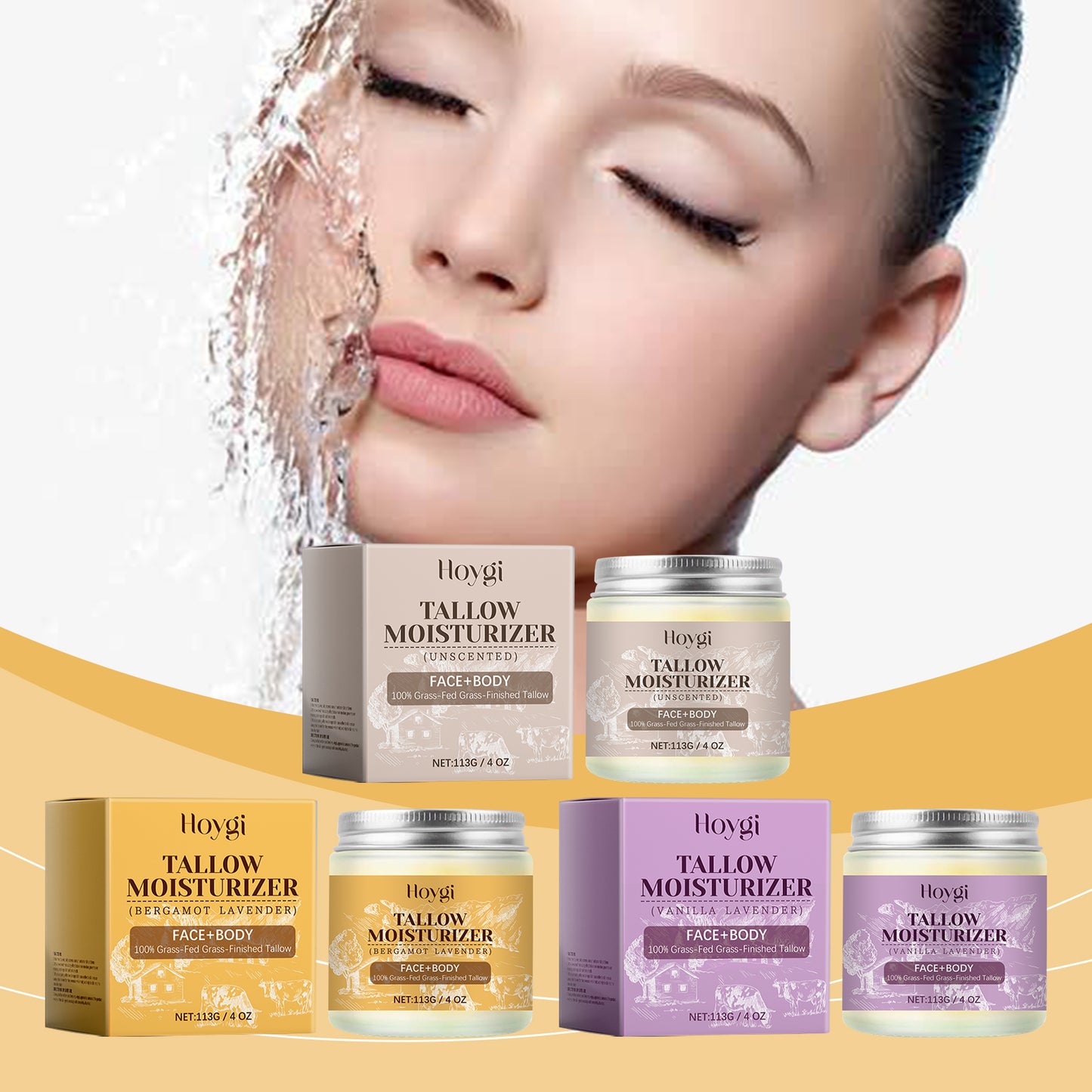 Tallow Moisturizing Cream - Vanilla Lavender Deep Hydration for Dry Skin