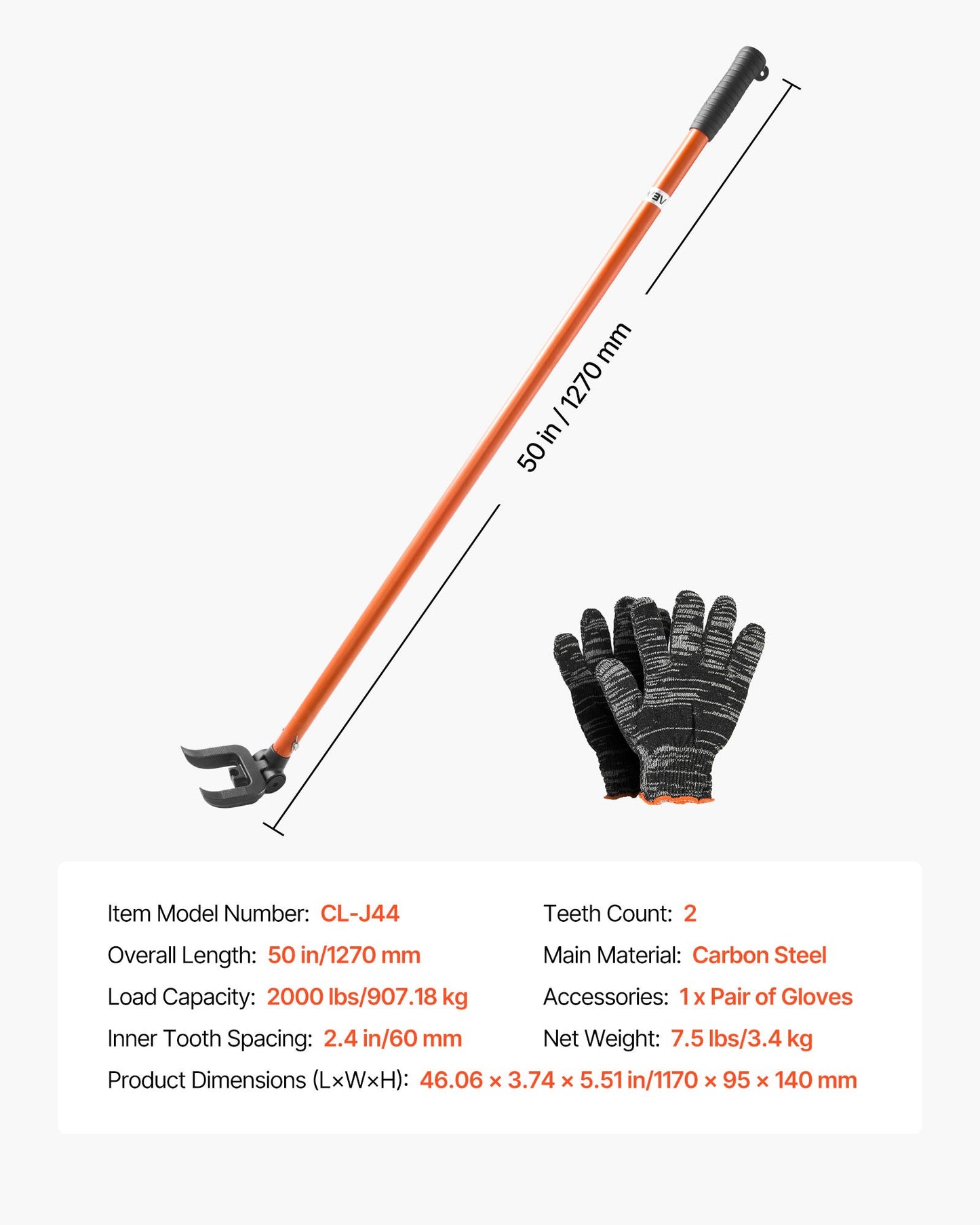Heavy Duty Pallet Buster Tool with 44-Inch Carbon Steel Handle - 2000 lb Capacity