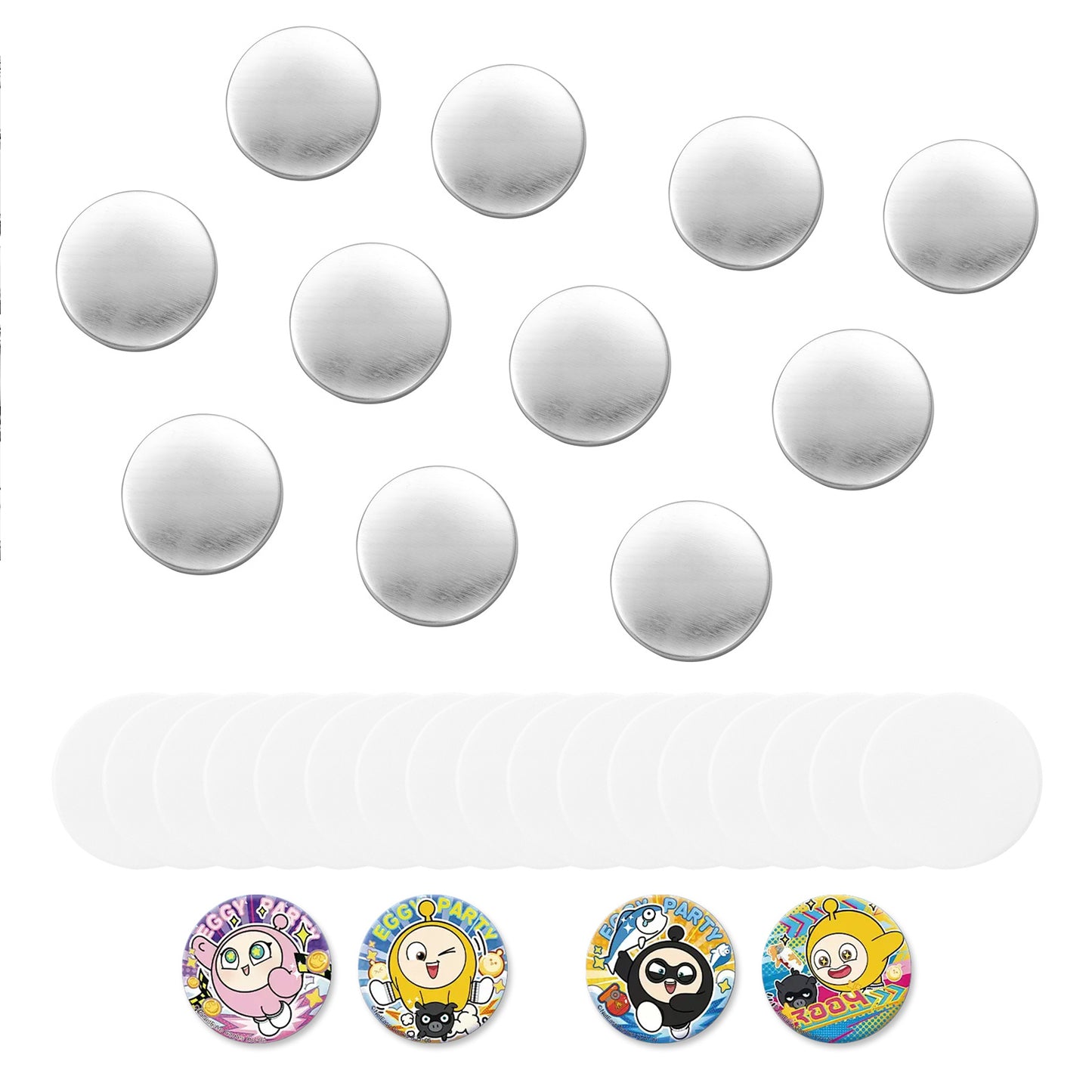 Button Maker Supplies 200 Sets DIY Pin Back Buttons with Metal Backs & Films
