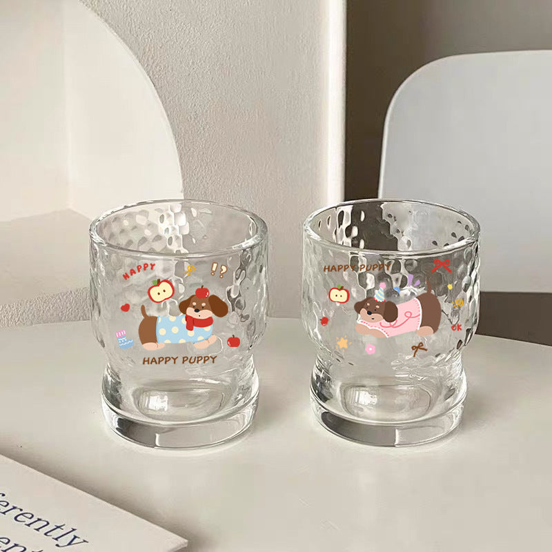 Cute Cartoon Glass Water Cup with Stickers - Milk & Drinkware for Home