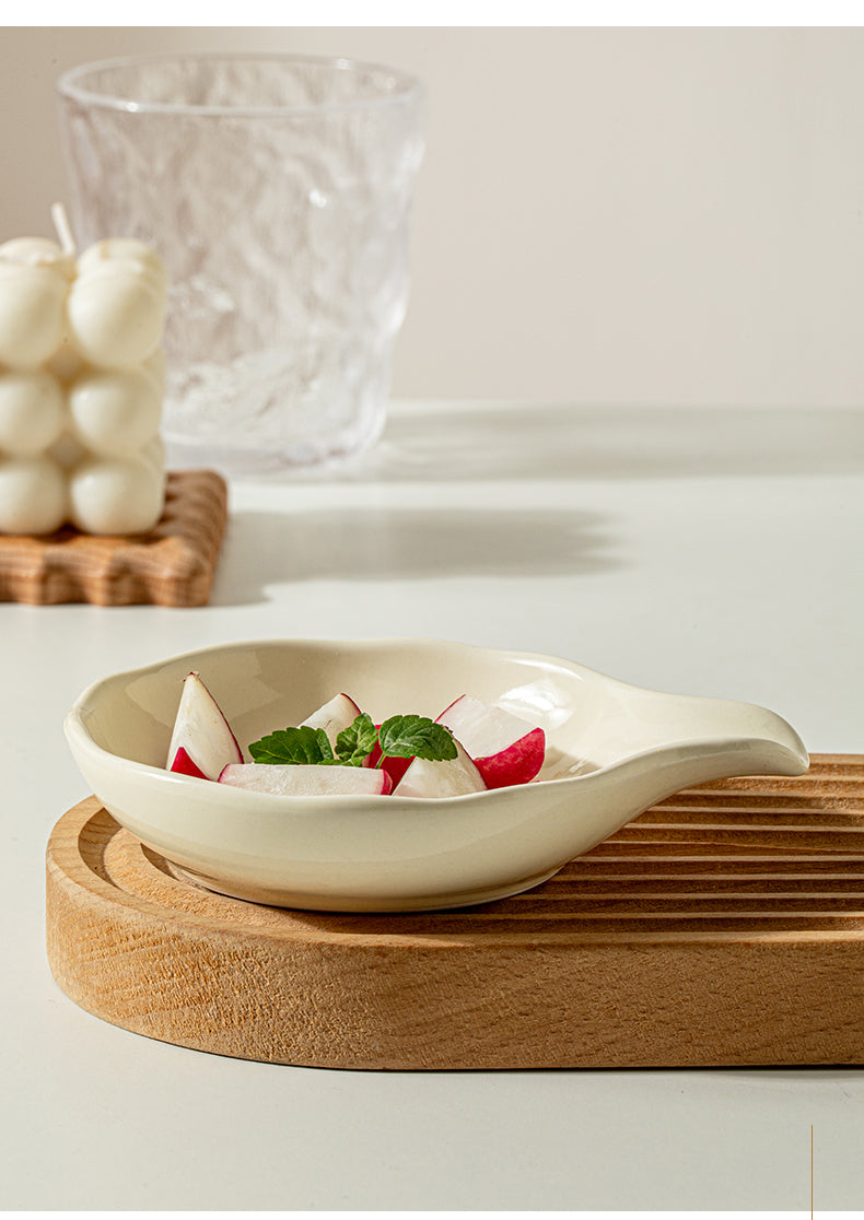 Porcelain Sauce Dish Set - 4 Pcs with Evaporated Milk Yellow Handles