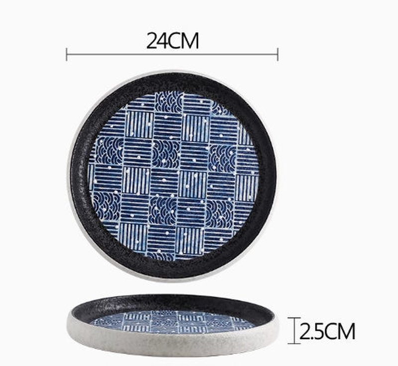 Japanese Ceramic Tableware Plate Disc - 7.5 & 9 Inch Flat Bottom Round Style