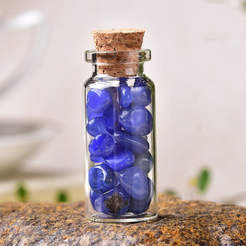 Natural Gravel Glass Wishing Bottle - Crystal Mineral Home Decor
