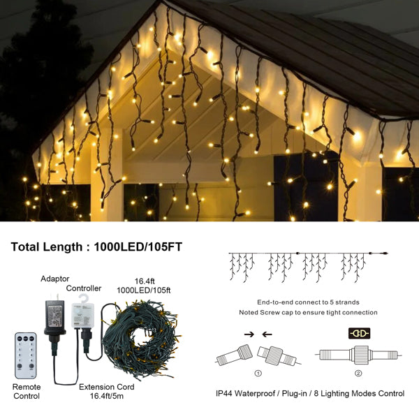 Warm White Ice Bar Lamp with 8 Modes and Timer Function