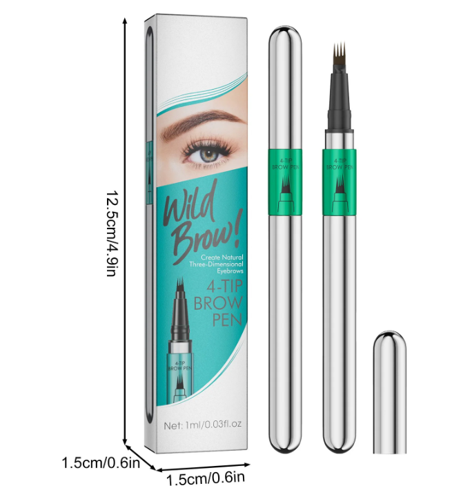 Waterproof 4-Fork Tip Eyebrow Pen - Long-Lasting Natural Brow Makeup