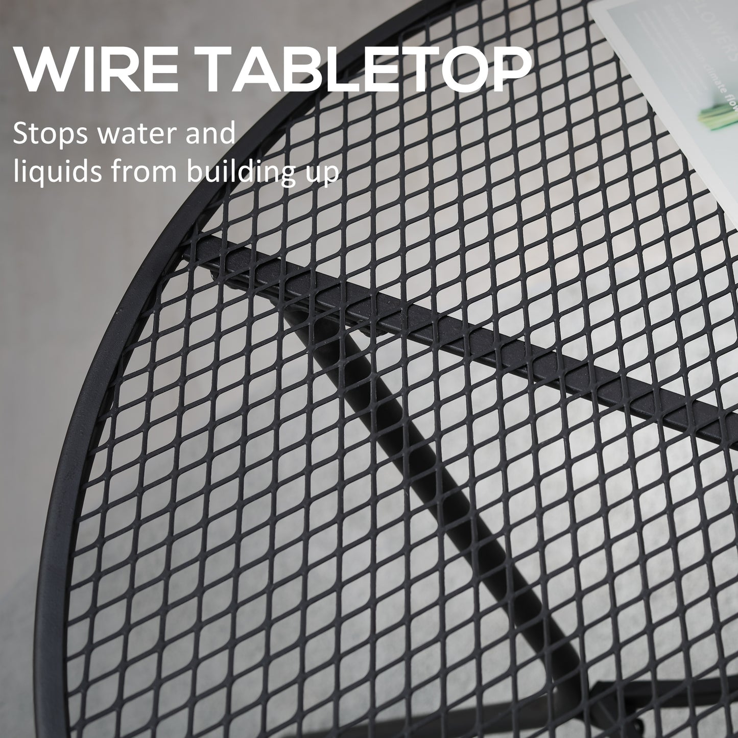 35" Round Bistro Dining Table - Black Metal Mesh Patio Table