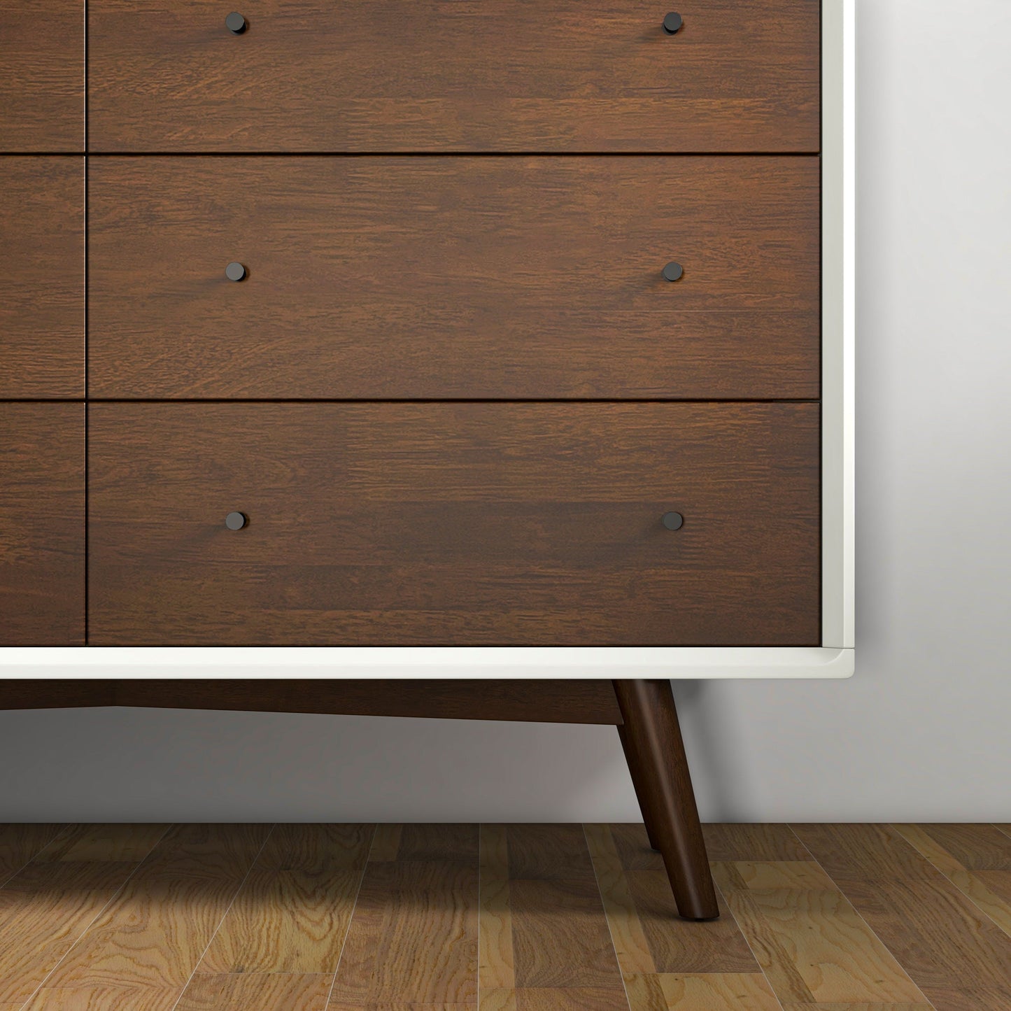 Mid Century Modern White Dresser 6 Drawer Storage Solution In Solid
