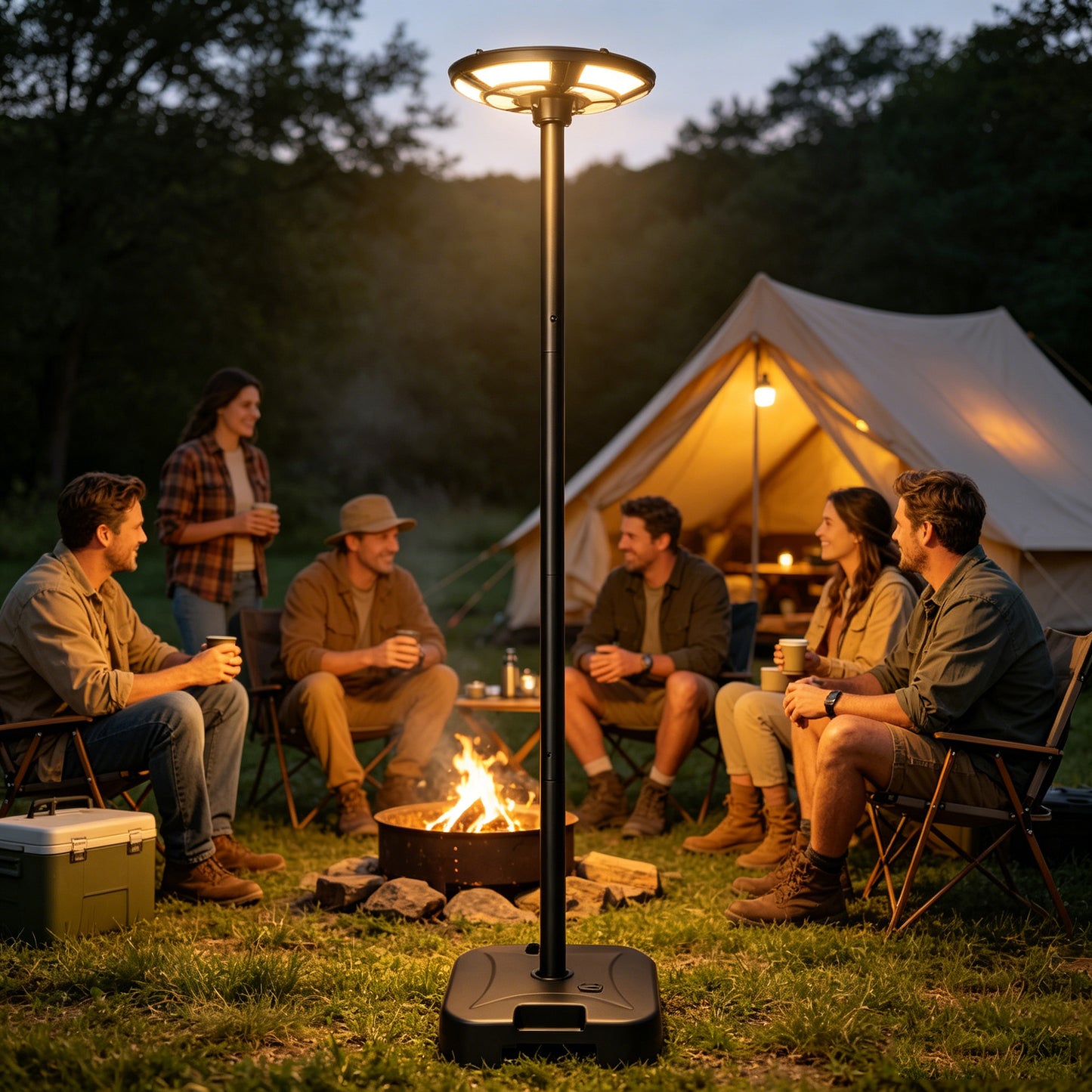 Solar LED Street Lamp with Pole - Matt Black Outdoor Light