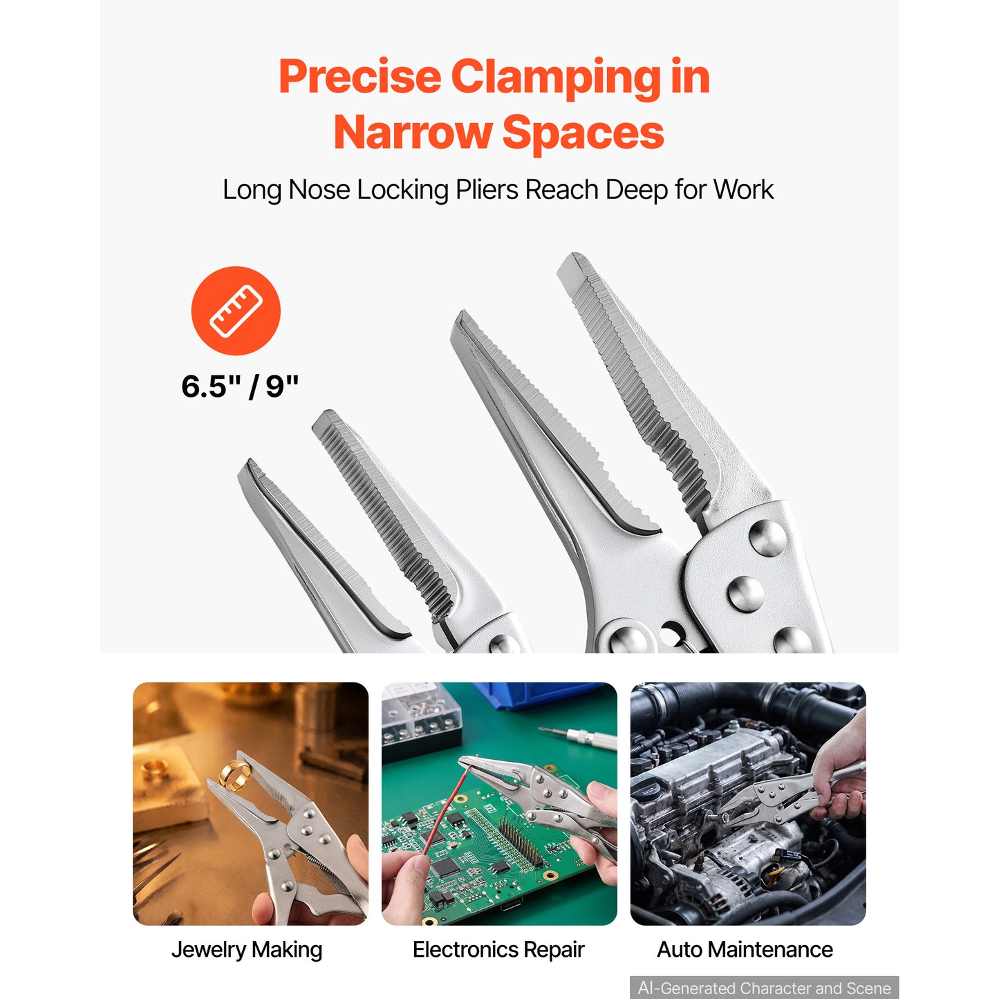 Locking Pliers Set 5-Piece Hand Tool Kit Nickel-Plated Carbon Steel Ergonomic Handles