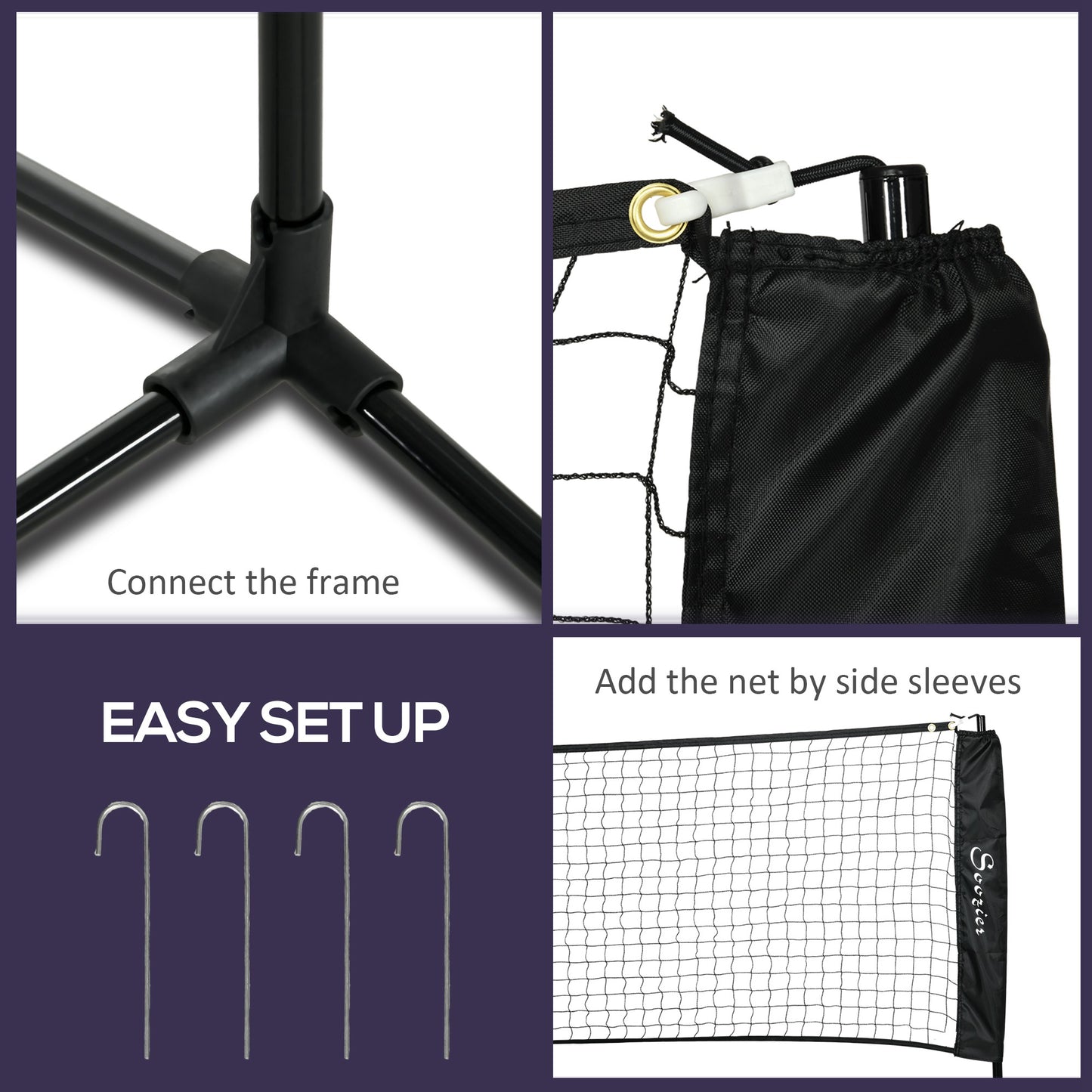 Adjustable Badminton Set with Volleyball and Pickleball Equipment