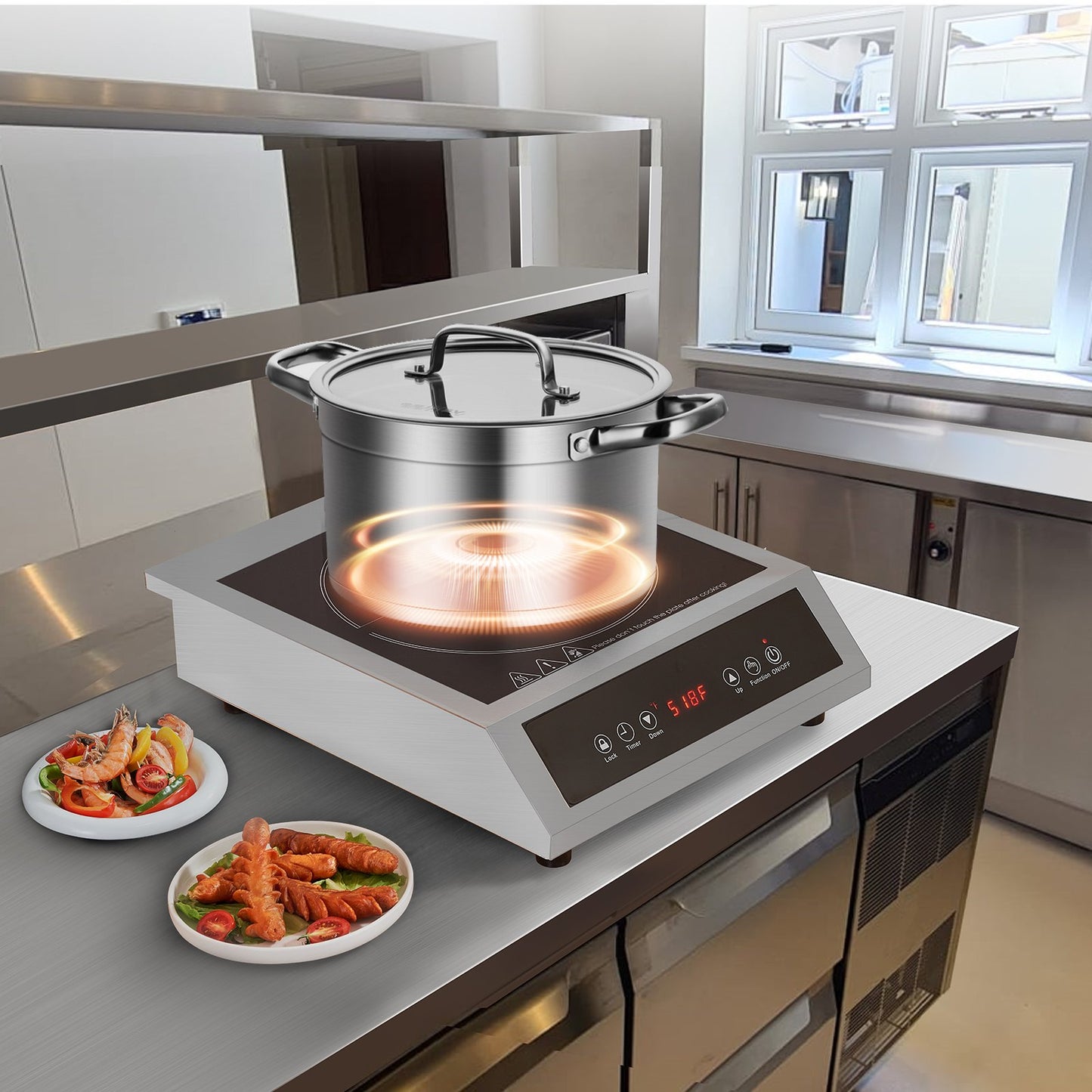 Portable 3500W Induction Cooktop with 11 Temp Levels - Black Kitchen Appliance