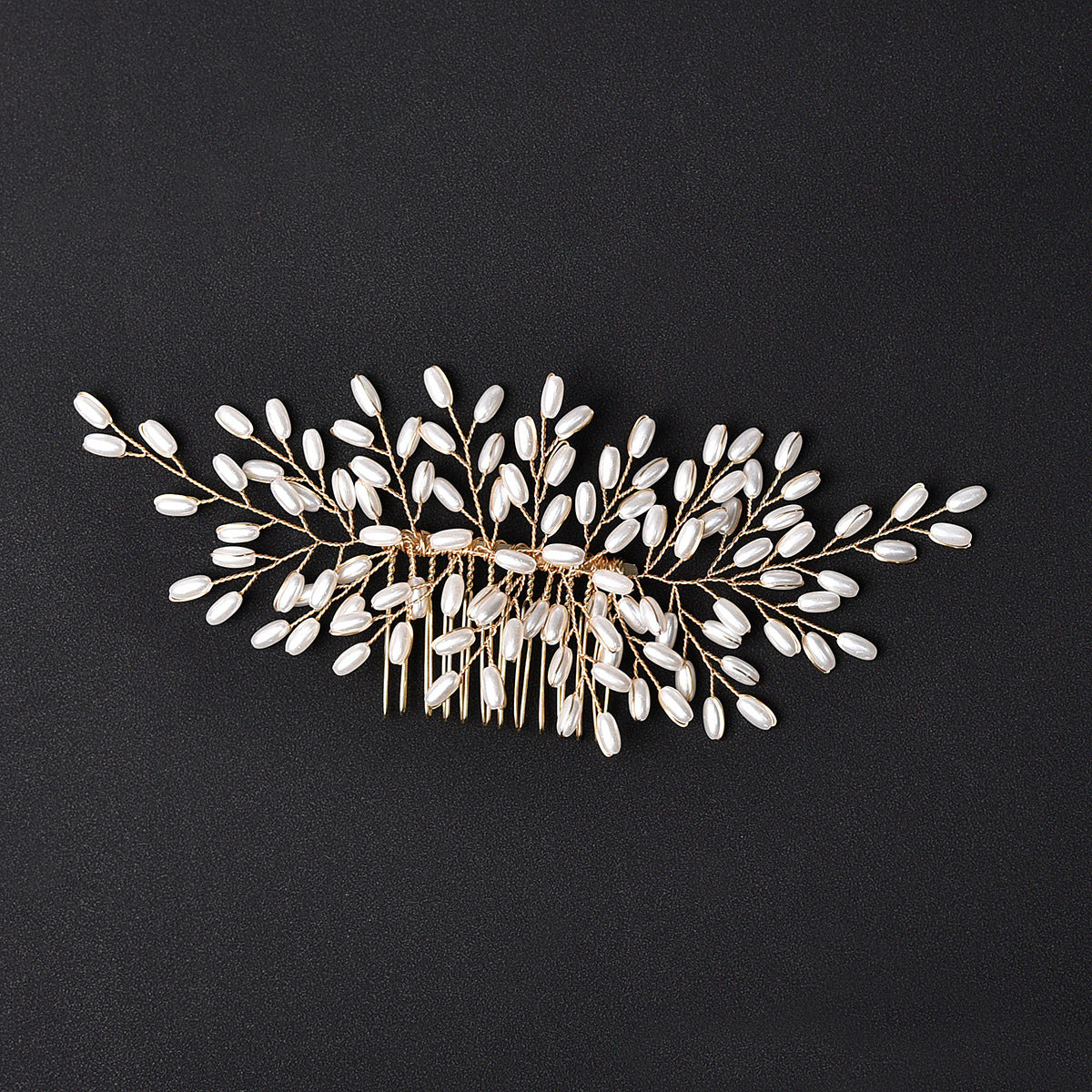 Bridal Wedding Hair Comb Wheat Pearl Headpiece Handmade for Brides