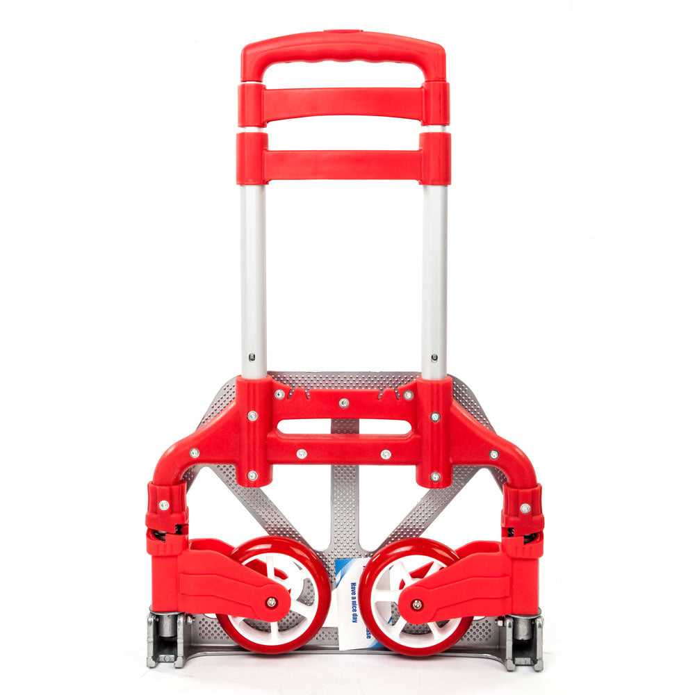 Foldable Aluminum Hand Truck with 165 lbs Capacity - Red Portable Trolley