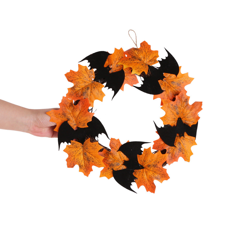 Halloween Bat Garland Pendant Door & Window Decoration - Orange, 25cm