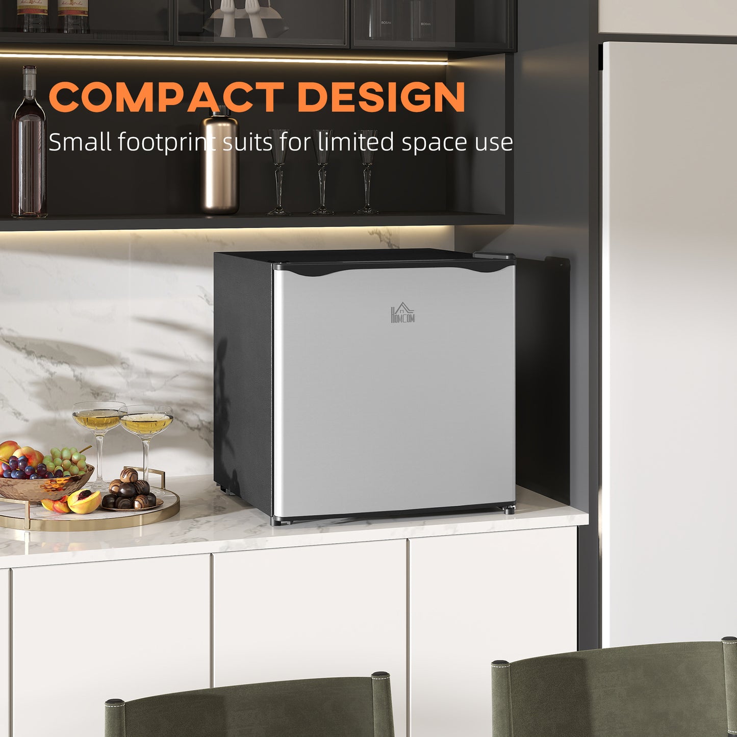 1.1 Cu.Ft Compact Countertop Freezer - Silver, Removable Shelves, Energy Efficient