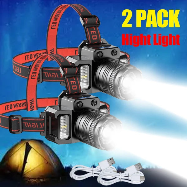USB Rechargeable LED Headlamp with Motion Sensor - 60000LM