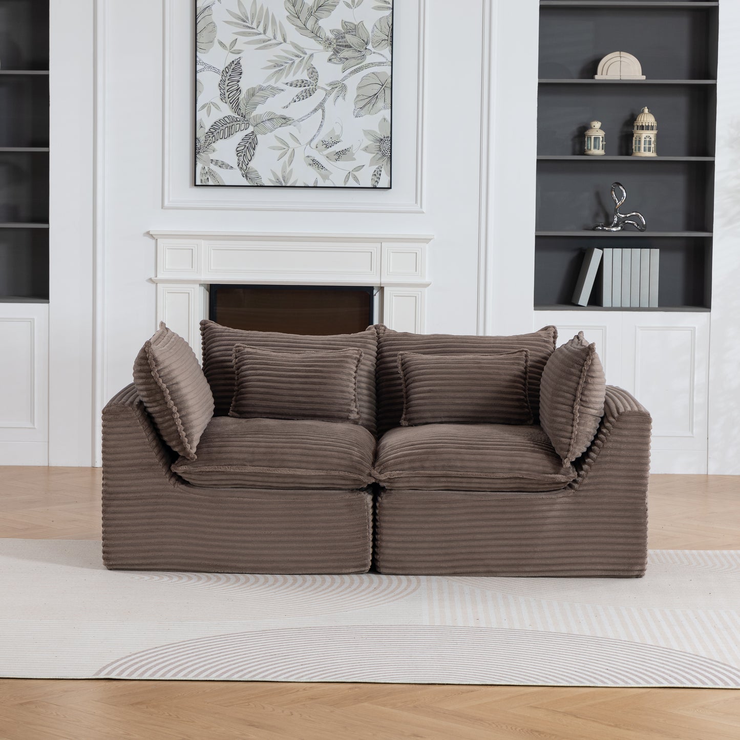 Modular Sectional Sofa - Oversized 2-Seat Cloud Couch in Khaki