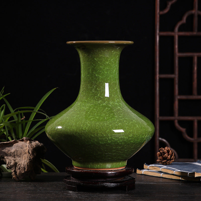 Flower Arrangement in Ceramic Vase – Handmade Green Porcelain Home Decor