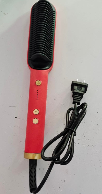 2-in-1 Hair Straightener Curling Iron Hot Comb with Negative Ions - Multi-Functional Electric Hair Styling Brush