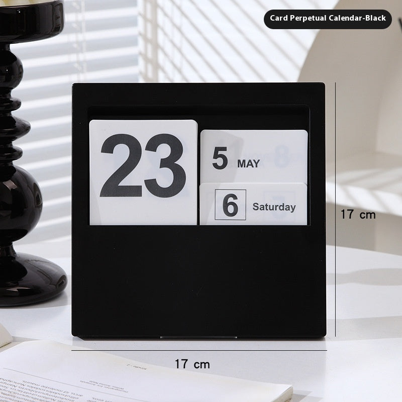 Wooden Calendar Office Desk Decor - Wind Flip & Perpetual Styles for Home & Study
