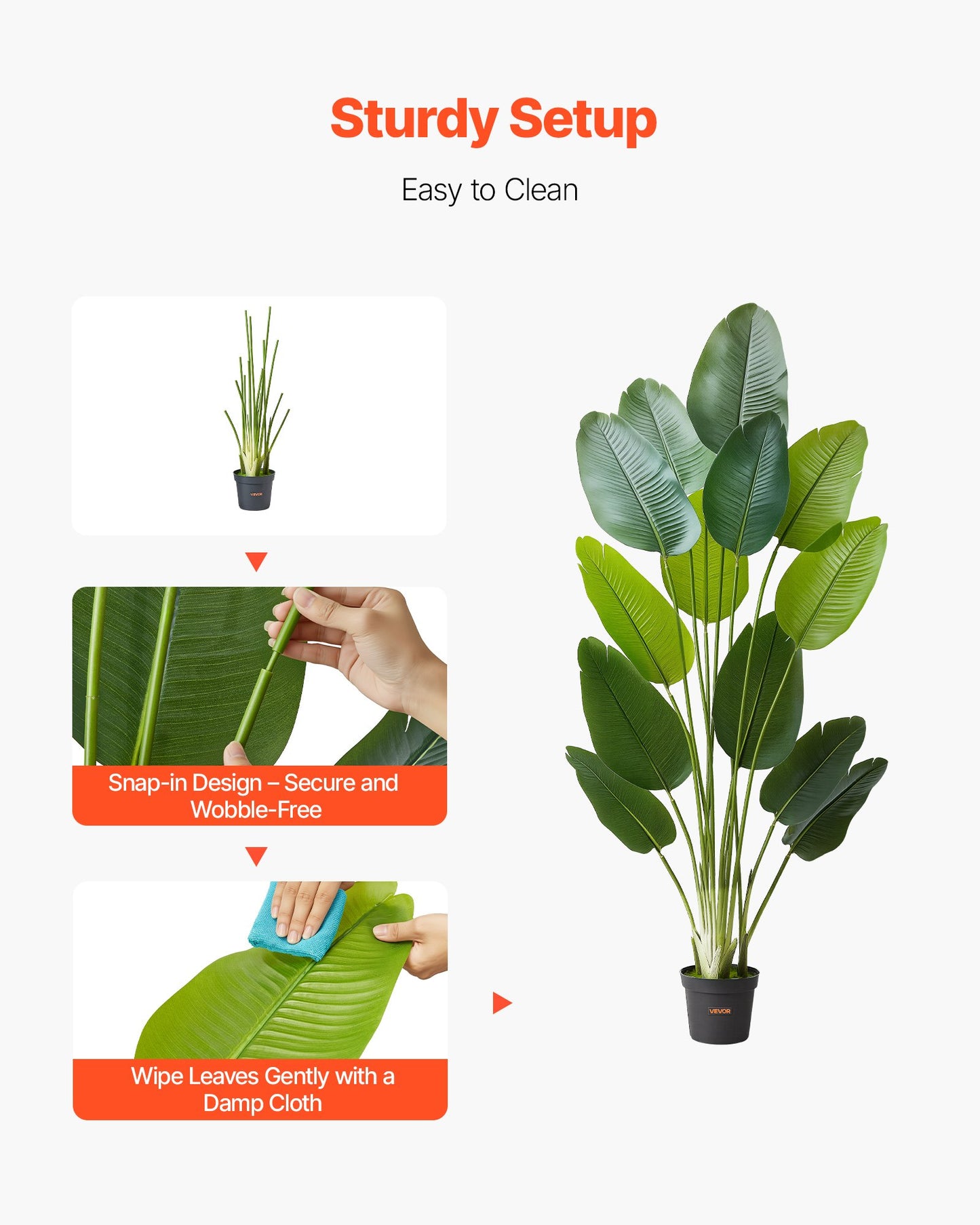 6ft Artificial Bird of Paradise Tree with Pot Indoor Outdoor Faux Plant